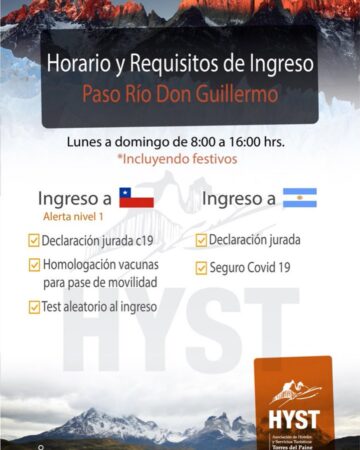 Horario y requisitos de ingreso, Paso Río Don Guillermo.