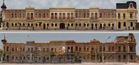 Antes y después, restauración de fachada cervecería Ebner Antes y después, restauración de fachada cervecería Ebner